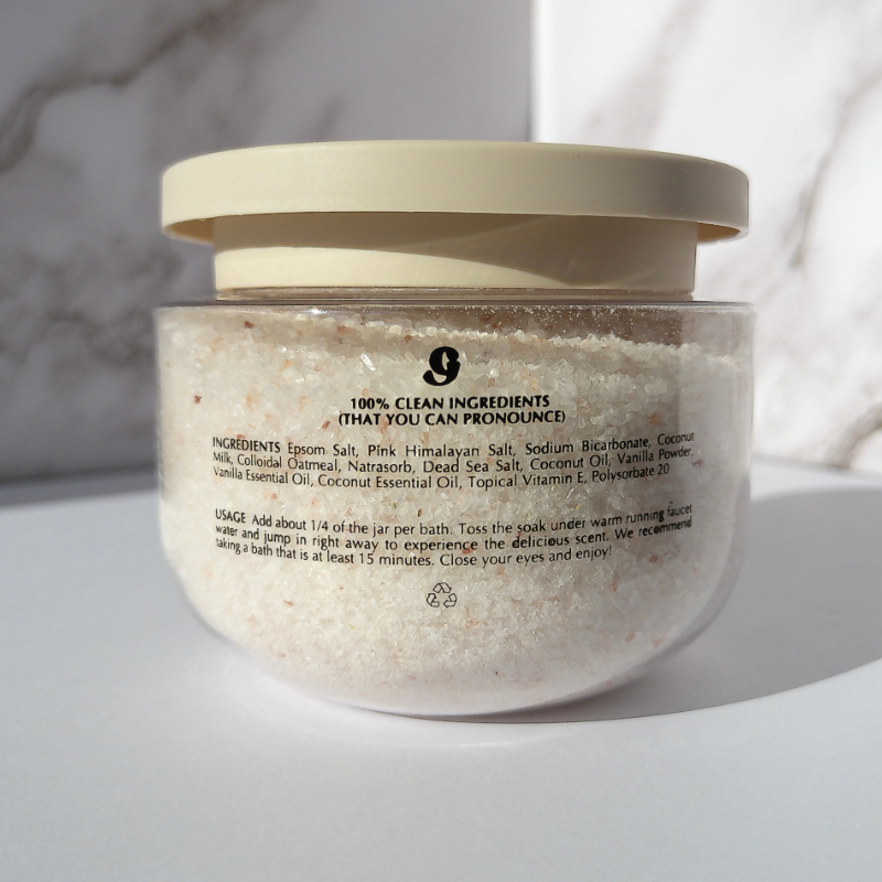 Coco Escape - Coconut and Vanilla Bath Soak with Epsom, Pink Himalayan, and Dead Sea Salt